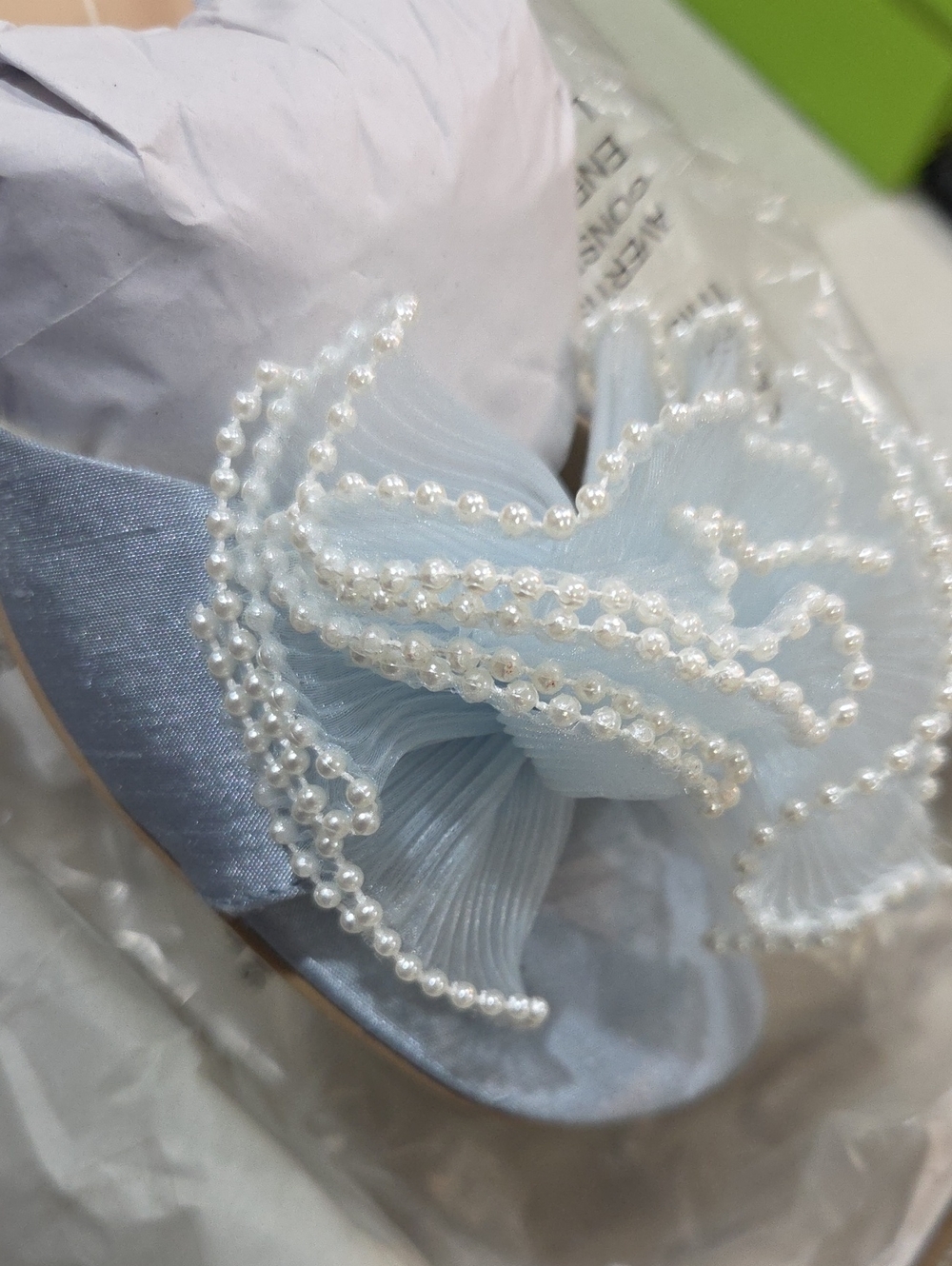 💙🔹️Dolce Vita 🔹️Light Blue Satin NARITA faux Pearl Heels - Picture 11 of 12